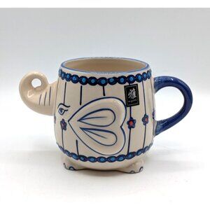 Figural Japanese ELEPHANT Coffee Mug by Yokohama Studio Handpainted 16 oz